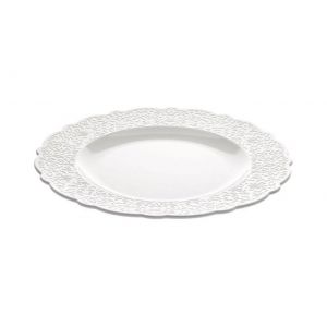 Assiette Alessi - MW01/1 - Dressed Assiette Plate en Porcelaine Blanche avec Decoration en Relief Set de 4 Pieces Blanc