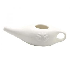 250Ml C&eacute;Ramique Neti Pot Pot de Nettoyage de Nez Durable Pot &agrave; Bec Anti-Fuite pour Rin&ccedil;Age Nasal Nez Lavage Hommes et FemmesBlanc