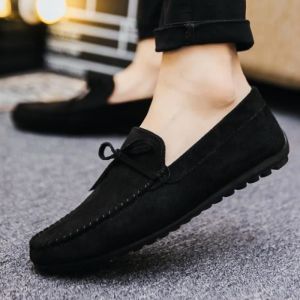 Mocassin Homme - qubinlin™ - Mode Mocassins Oxford en daim - Noir - Chaussures en cuir pour hommes