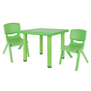 Bieco Table enfant avec 2 chaises  Pour int&eacute;rieur et ext&eacute;rieur  Ensemble table et chaises empilable et anti-basculement  Table