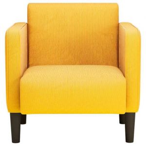 CLARENCE&reg; Fauteuil Simple - Chaise de canap&eacute; - style exceptionnel - accoudoirs jaune fonc&eacute; 54 cm tissu velours c&ocirc;tel&eacute; LV5502