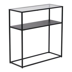 Table console kuhmo métal verre trempé 80 x 80 x 30 cm noir transparent 03_0008581