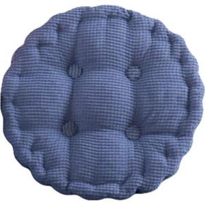 Galette de Chaise Doux Épais Velours Côtelé Coussin de Chaise 40x40cm Rond-Bleu