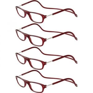 Lunettes de Vue Lecture Presbyte - [Pack 4 Unit&eacute;s] Monture +1.00 Dioptrie Femme Homme Aimant Fermeture Loupes Vue Repos