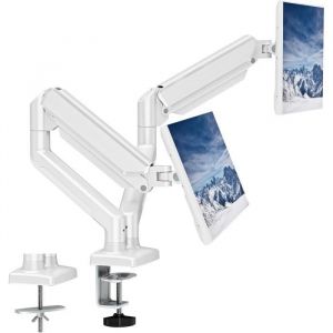 Support écran PC - FANTEC - Double Moniteur - 13 à 32 - Vesa 75/100 mm - Blanc