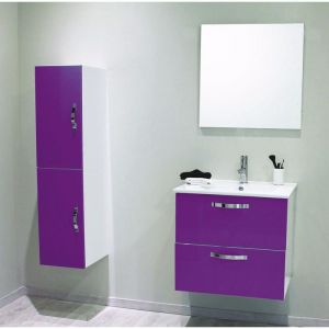 ONDEE ZEN 2 Fa&ccedil;ades de tiroir MIXY - pour meuble de salle de bain - 80cm - Aubergine - Laqu&eacute;