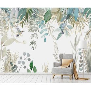 Papier Peint Panoramique Nature Jungle 3d SoiePersonnalisé Papier Peint Jungle Tropical Feuilles Fleurs Oiseaux Murales 400x280cm