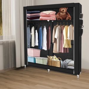 Armoire Penderie Souple ERROLVES - Noir - 108*45*170cm