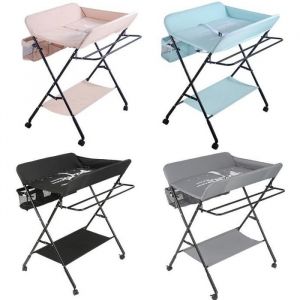 Table à langer - Pour bébé - Pliable avec panier de rangement - Rose clair
