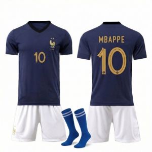 Maillot Domicile enfant - Num&eacute;ro 10 Mbapp&eacute; - Manches courtes - Respirant - Coupe du Monde - Bleu