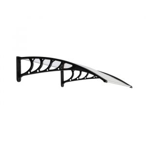 SogesHome MARQUISE - AUVENT POUR PORTE - Marquise Auvent de Porte en Polycarbonate 100 cm x 80 cm TransparentBlanc et Noir