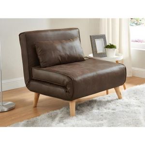 Fauteuil convertible POSIO en microfibre vieillie - Marron