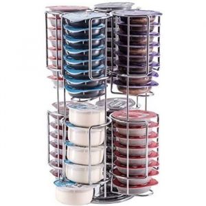 Distributeur Capsules HONO Rotatif 360&deg; - Porte 64 Capsules Tassimo - Support Caf&eacute; Chrom&eacute; en M&eacute;tal