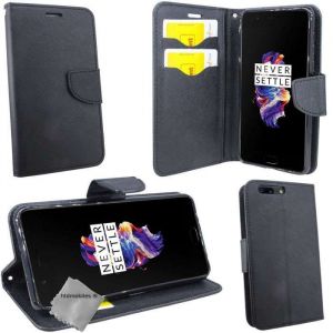 Housse etui portefeuille pour OnePlus 5T + film ecran - NOIR / NOIR