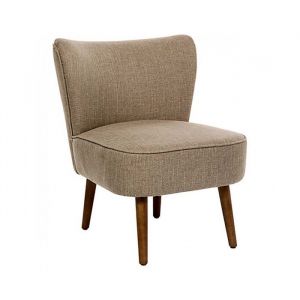 Fauteuil de salon crapaud scandinave avec pieds en bois coloris beige - Longueur 57 x Profondeur 69 x Hauteur 725 cm