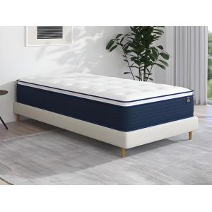 Matelas ressorts ensachés et surmatelas intégré ALTIER - DREAMEA - 80x200 cm - Très ferme - Blanc