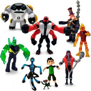 Figurines basées sur les figurines daction Ben 10 – Ensemble de 9 jouets [Ben Tennyson Four Arms Grey Matter Kineceleran Diamo