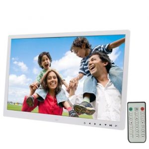 Cadre Photo Numérique - YONIS - 17 pouces - Full HD - Lecteur MP3 - Horloge Réveil Blanc