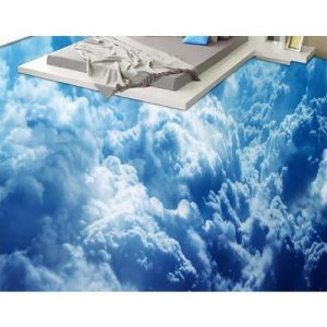 3D Salle De Bain Salon Rev&ecirc;tement De Sol 3D Peinture Murale Nuage Peinture Murale Papier Peint De Haute Qualit&eacute; 350X250Cm