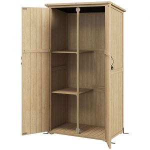 Armoire de jardin abri remise pour outils 90L x 54.5P x 161/1685H cm 2 &eacute;tag&egrave;res toit bitum&eacute; &eacute;tanche bois pin autoclave