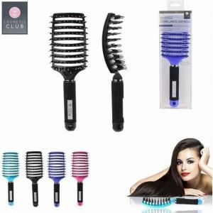 Brosse &agrave; cheveux d&eacute;m&ecirc;lante - COSMETIC CLUB - 24x7 cm - Picots enrob&eacute;s - Antid&eacute;rapante