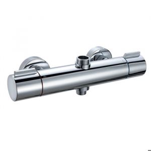 Mitigeur thermostatique rond double sortie pour colonne de douche - chromé