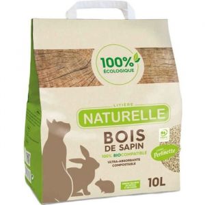 Perlinette - Litière Naturelle Bois de Sapin 100% Éco pour Chat - 10L