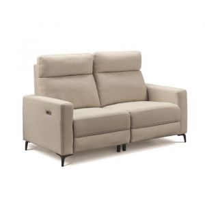 Ensemble canap&eacute; de 3 places (2 relax &eacute;lectriques) + canap&eacute; de 2 places fixes en tissu New Nobuck couleur Beige