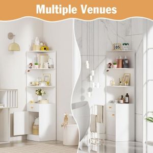 SUPFINE 1pc &Eacute;tag&egrave;re dangle Meuble de Rangement Ouvert avec Porte Tiroir Biblioth&egrave;que Verticale pour Salon Bureau 38&times;38&times;161cm