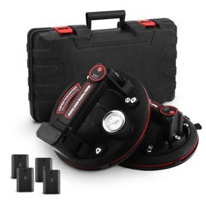 Lot de 2 lève-carrelage à batterie de 203 cm avec manomètre batterie x 4 ventouse électrique capacité de charge 250 kg