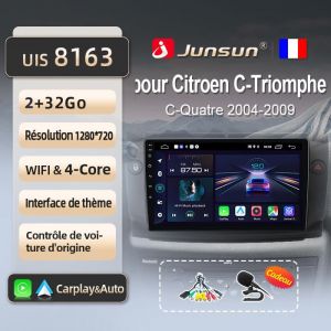 Junsun 2Go 32Go WIFI adaptateur autoradio pour Citroen C4 2004 2005-2009 accessoire autoradio android voiture carplay GPS