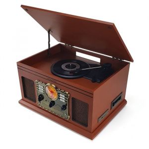 chaine St&eacute;r&eacute;o Vintage bois Ledwood - USB/BT/SD/FM/CD/Cassette/Vinyle 33 - 45 - 78 tours