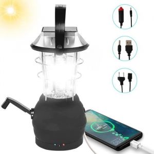 Lanterne Solaire Dynamo &agrave; Manivelle 36 Led Lanterne de Camping Lumi&egrave;re de Secours