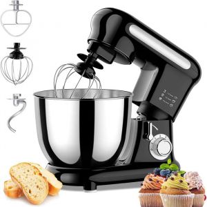 Robot P&acirc;tissier 1000W Robot de cuisine p&eacute;trin multifonction avec Bol 3.5L 6 Vitesses M&eacute;langeur de cuisine Noir