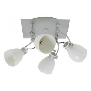 Plafonnier carré gris satiné 4 lumières spots orientables et inclinables 4 x 40 W G9
