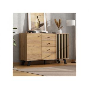 O.YE Buffet 120 * 38 * 75 cm armoire de conception creuse avec 4 tiroirs table attach&eacute;e avec 2 armoires multicolore BUFFET