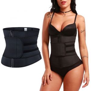 A Ceinture amincissante noire Fermeture velcro ceinture invisible ventre plat gaine amincissante pour femme effet post-partum