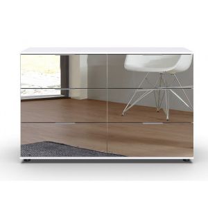 Commode &agrave; tiroirs placard coloris blanc - Longueur 130 x Hauteur 83 x Profondeur 41 cm