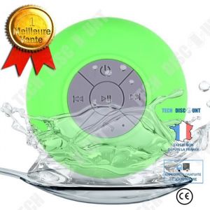 TD&reg; Enceinte Bluetooth Douche &Eacute;tanche/ Waterproof Speaker BTS-06/ Haut-parleur &agrave; ventouse &eacute;tanche niveau salle de bain vert