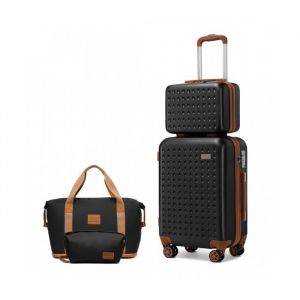 Set de 4 Valises de Voyage 55x38x24cm avec Portable Vanity Case + Pliable Sac de Voyage pour Sport avec Trousse de Maquillage Noir
