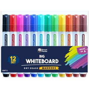 Marqueurs pour tableau blanc - SUTEO - Smartpanda 12 marqueurs tableau blanc effa&ccedil;ables &ndash; Pointe ogive 12 couleurs