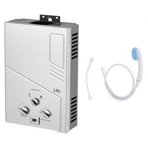 Chauffe Eau Instantané Électrique à Gaz Propane 6L Cuve en Cuivre Mural Sans Réservoir Affichage LED Protection Surchauffe