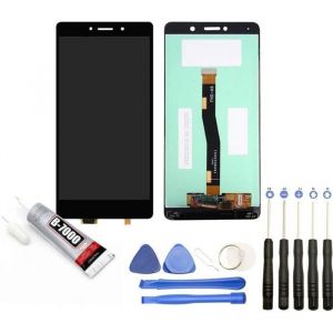 Ecran complet: Vitre tactile + Ecran LCD compatible avec Huawei Honor 6X Taille 5.5 NOIR + Kit outils + Colle B7000 Offerte