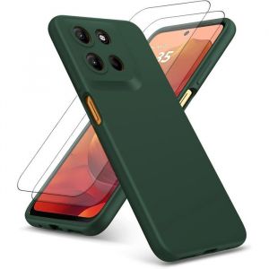 Coque pour Motorola Moto G15 / G15 Power +x2 Verres trempé - Etui Housse Silicone Bleu Marine Vitre Protection Ecran Verre Trempé