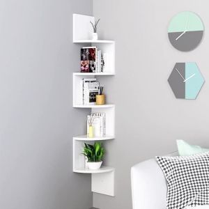 Étagère dangle contemporaine Zigzag 5 niveaux - Blanc