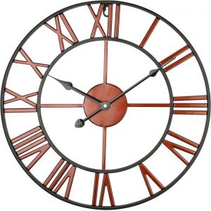 Horloge Murale Metal avec Chiffres Romains Pendules Murale Vintage Silencieuse &Agrave; Pile Horloge Originale Murale Cuivre 40CM