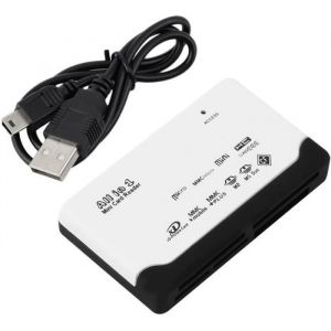 Lecteur USB 2.0 All in one multi carte mémoire : Micro Mini SD / SDHC  TF M2 MMC MS Duo Compact flash XD - Gris