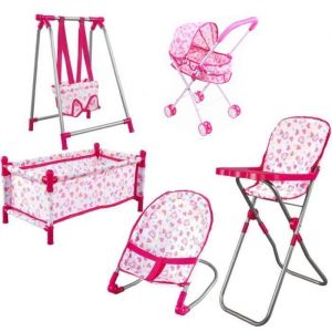 Jeu Rôle Pour Enfants Jouet Berceau/Poussette/Chaise Haute/Balançoire Jouet DImitation - Jouet Fille Enfants 3 Ans Et +