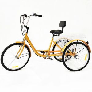 24 6 vitesses tricycle vélo à 3 roues adulte avec panier Cruiser vélo adulte tricycle avec panier blanc pour sports