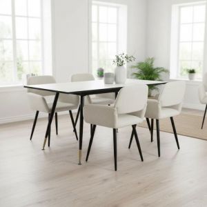 URBAN MEUBLE - ensemble de salle &agrave; manger - ensemble 5 pi&egrave;ces - table &agrave; manger extensible blanche - Bla TABLE A MANGER AVEC CHAISES